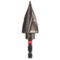 Milwaukee SHOCKWAVE Impact Duty 48-89-9249 Step Drill Bit, 7/8 to 1-1/8 in Dia, Spiral Flute, 2-Flute, Hex Shank 