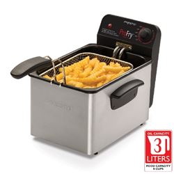 Presto ProFry 05461 Electric Deep Fryer, 8 Cup Food, 2.8 L Oil Capacity, 1800 W, Adjustable Thermostat Control 