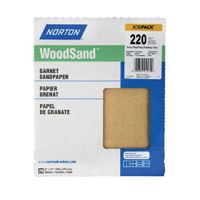 Norton 01512 Abrasive Sheet, 11 in L, 9 in W, Fine, 180 Grit, Garnet Abrasive, Paper Backing 100 Pack 