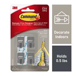 Command 17031SS-4ES Small Hook, 0.5 lb, 4-Hook, Metal, Gray, Stainless Steel, Pack of 4 