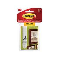 Command 17206-12ES Large Picture Hanging Strip, 3/4 in W, 3-5/8 in L, Foam Backing, White, 4 lb, Pack of 4 