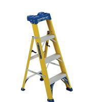 Louisville FXS2000 Series FXS2004 Step Ladder, 102 in Max Reach H, 3-Step, 250 lb, Type I Duty Rating, 3 in D Step 