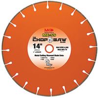 MK 170897 Chop Saw Blade, 14 in Dia, 1 in Arbor, Applicable Materials: Angle Iron, Pipe, Rebar, Steel 