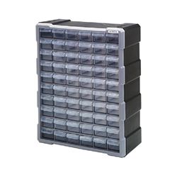 Quantum Storage Systems PDC-60BK Small Parts Organizer, 15 in L, 6-1/4 in W, 18-3/4 in H, 60-Drawer, Polypropylene 