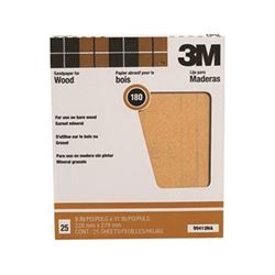 3M 99412NA Sandpaper, 11 in L, 9 in W, Fine, 180 Grit, Garnet Abrasive, Paper Backing 