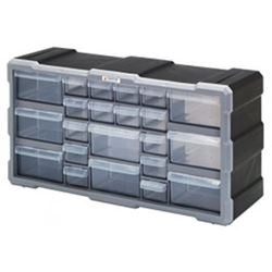 Quantum Storage Systems PDC-22BK Drawer Cabinet, 22-Drawer, Polypropylene, 19-1/2 in OAW, 10 in OAH, 6-1/4 in OAD 