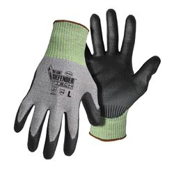 BOSS Blade Defender 7001L Tech Gloves, L, Knit Wrist Cuff, Glass Fiber/HPPE/Nylon/Polyurethane/Spandex, Black/Gray/Green 