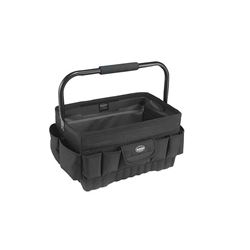 Bucket Boss Professional Series 74018 Tool Tote, 18 in W, 12 in D, 10-1/2 in H, 21-Pocket, Poly Fabric, Black 