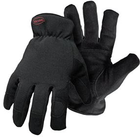 BOSS GUARD 4143S Insulated Gloves, S, Wing Thumb, Open, Shirred Elastic Back Cuff, Grain Leather Goatskin/Spandex Palm