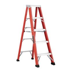 Louisville FS1300HD FS1306HD Step Ladder, 375 lb Weight Capacity, 5-Step, 68.24 in H Open, Fiberglass 