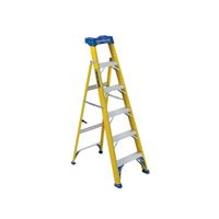 Louisville FXS2000 Series FXS2006 Step Ladder, 9 ft 5 in Max Reach H, 5-Step, 250 lb, Type I Duty Rating, 3 in D Step 