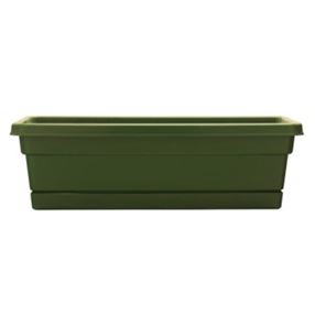 Southern Patio WB3012OG Window Box Planter, 7.22 in H, 8 in W, 29-3/4 in D, Dynamic Design, Polyresin, Olive Green, Pack of 12