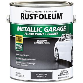 Rust-Oleum 349353 Concrete Floor Paint, Water, Metallic, Gun Metal, 1 gal, 200 sq-ft/gal Coverage Area