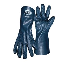 BOSS 7014 Coated Gloves, L, 14 in L, Gauntlet Cuff, Nitrile Coating, Blue 