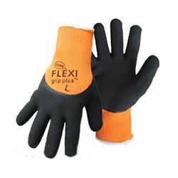 Boss FLEXI GRIP PLUS 7842M Coated Gloves, M, Knit Wrist Cuff, Latex Coating, Polyester Glove, Orange 
