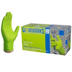 Gloveworks GWGN48100 Heavy-Duty Disposable Gloves, XL, Nitrile, Powder-Free, Green, 9-1/2 in L 