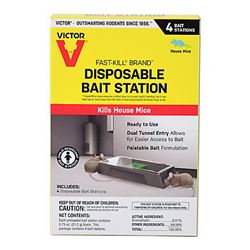 Victor Fast-Kill M915 Mouse Bait Station, 2 -Opening, Plastic, 4/PK 