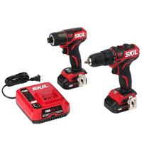 SKIL CB736701 Combination Kit, Battery Included, 20 V, Tools Included: Drill Driver, Impact Driver 