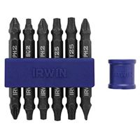 Irwin IWAF32DEMIX6 Double-End Bit Set, Phillips, Square Drive, 1/4 in Shank, 2-3/8 in L, Steel 
