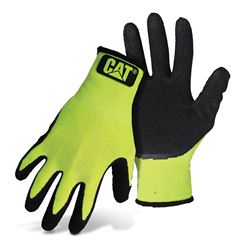 CAT CAT017418M Coated Gloves, M, Knit Wrist Cuff, Latex Coating, Polyester Glove, Green 