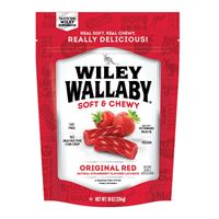 Wiley Wallaby 633455 Licorice Candy, Natural Strawberry, 10 oz Resealable Bag, Pack of 10 