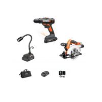 WORX WX959L Combination Kit, Battery Included, 20 V, 3-Tool, Lithium-Ion Battery 