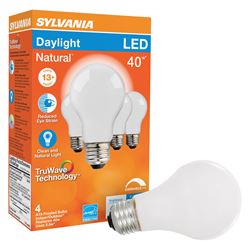 Sylvania 40669 LED Bulb, General Purpose, A19 Lamp, E26 Lamp Base, Dimmable, Daylight Light, 5000 K Color Temp 