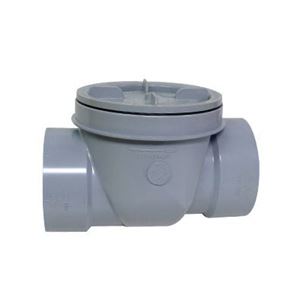 CANPLAS 223284W Backwater Valve, 4 in Connection, Hub, PVC