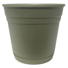 Southern Patio RN0612OG Planter with Saucer, 6 in Dia, Round, Poly Resin, Olive Green, Matte, Pack of 12