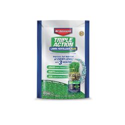 BioAdvanced Triple Action 709861F Lawn Fertilizer Plus, Granular, Slight Ammoniacal Sulfurous, Multi-Color, 24 lb Bag 