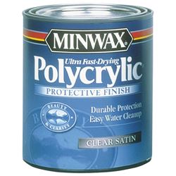 Minwax 63333444 Waterbased Polyurethane, Satin, Liquid, Clear, 1 qt 