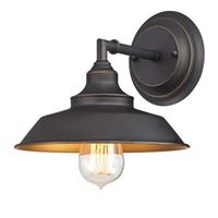 Westinghouse Iron Hill Series 63448 Wall Fixture, 60 W, 1-Lamp, LED Lamp, Oil-Rubbed Bronze Fixture 