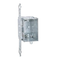 Raco 605 Switch Box, 1-Gang, 7-Knockout, 1/2 in Knockout, Steel, Gray, Bracket 