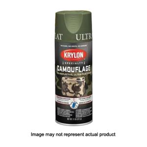 Krylon K04293777 Camouflage Spray Paint, Ultra Flat, Olive, 12 oz, Can