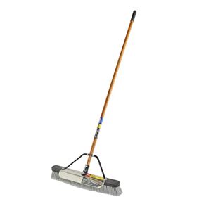 Quickie Jobsite 857FGSU Multi-Surface Push Broom with Scraper, Fiberglass Handle