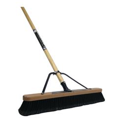 Quickie 863HDSU Push Broom, 24 in Sweep Face, 3-1/8 in L Trim, Polypropylene Bristle, Bolt-On, Wood Handle, Black 