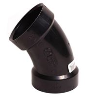 Thrifco Plumbing 6792504 1/8 Bend Pipe Elbow, 4 in, Hub, 45 deg Angle, ABS, Black 