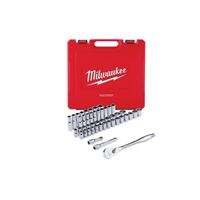 Milwaukee 48-22-9010 Ratchet and Socket Set, Alloy Steel, Specifications: 1/2 in Drive Size, SAE, Metric Measurement 