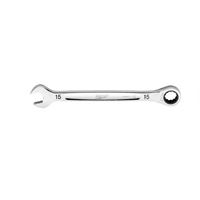 Milwaukee 45-96-9315 Ratcheting Combination Wrench, Metric, 15 mm Head, 8.17 in L, 12-Point, Steel, Chrome 