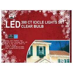 Hometown Holidays 06308 Icicle Light Set, 24 W, 300-Lamp, LED Lamp, Warm White Light, 5000 hr Average Life, 30.1 ft L 6 Pack 