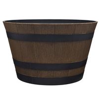 Southern Patio HDR-055471 Planter, 13.04 in H, 22.24 in W, 22.24 in D, Round, Whiskey Barrel Design, Resin, Natural Oak 