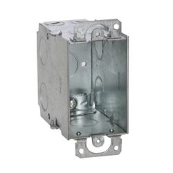 Raco 8601 Switch Box, 1-Gang, 1-Outlet, 7-Knockout, 1/2 in Knockout, Steel, Gray, Pre-Galvanized 