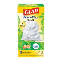 GLAD 79008 Kitchen Trash Bag, L, 13 gal Capacity, Plastic, White 