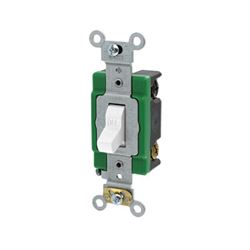 Leviton 03032-2WS Toggle Switch, 30 A, 120/277 VAC, Back and Side Terminal, Thermoplastic Housing Material, White 