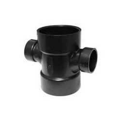 Canplas 102189BC Reducing Double Sanitary Pipe Tee, 3 x 1-1/2 in, Hub, ABS, Black 
