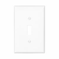 Eaton Wiring Devices PJ1W-10-L Switch Wallplate, 4.87 in L, 3.13 in W, 1 -Gang, Polycarbonate, White, Smooth 