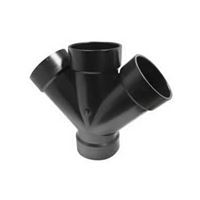 CANPLAS 102354BC Double Pipe Wye, 4 in, Hub, ABS, Black 