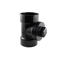 CANPLAS 102116ABC Test Pipe Tee with Plug, 3 in, Hub x FNPT, ABS, Black 