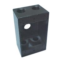 BWF B5-22V Weatherproof Outlet Box, 2 in W, 4-9/16 in D, 2-13/16 in H, 5 -Knockout, Metal, Gray, Powder-Coated 