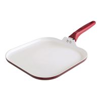 Ecolution Bliss Series EBCAW-3228 Griddle, Aluminum, Red, Square, Silicone Handle, Dishwasher Safe: No 